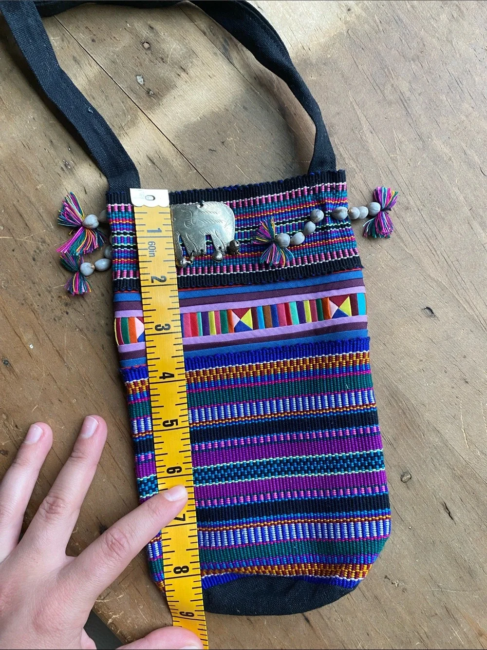 Southeast Asian Woven Crossbody Water Bottle Holder Bag